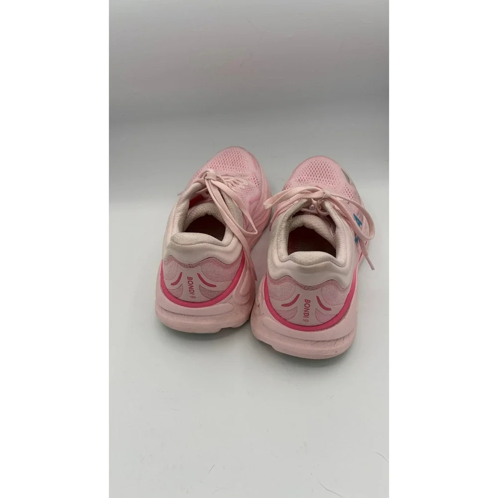 Hoka Bondi 8 Running Shoes Women 7.5 Pink Blue Sneakers Athletic Walking